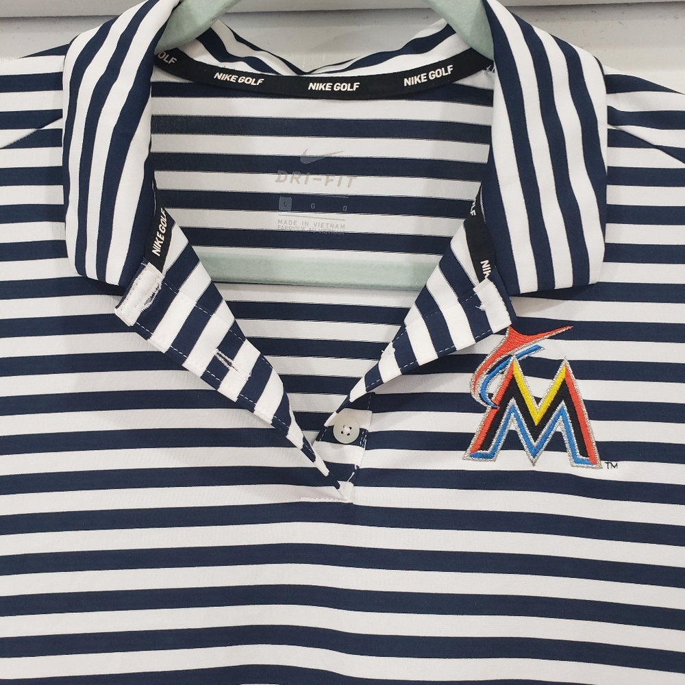 Nike Golf Dri-Fit Florida Marlins Polo Shirt Size L
